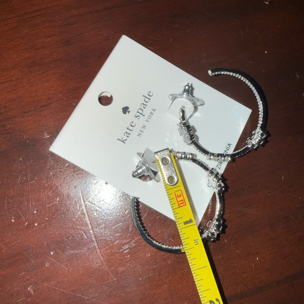 Kate Spade Silver and Crystal Embellished Hoop Earrings